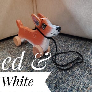 Handmade Pembroke Corgi Dog Pull Toy: Wooden Children's Toy HandPainted image 5