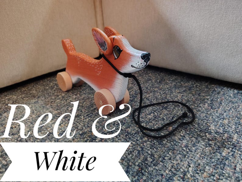 Handmade Pembroke Corgi Dog Pull Toy: Wooden Children's Toy HandPainted image 5