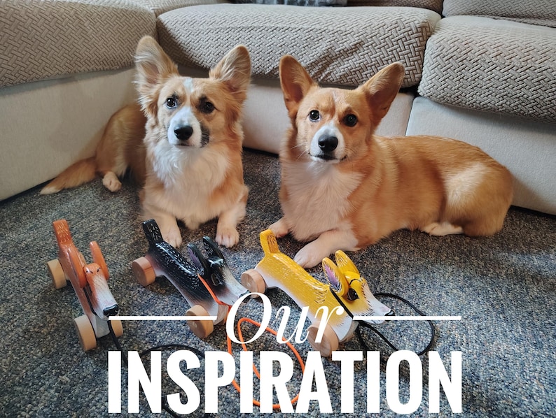 Handmade Pembroke Corgi Dog Pull Toy: Wooden Children's Toy HandPainted image 6