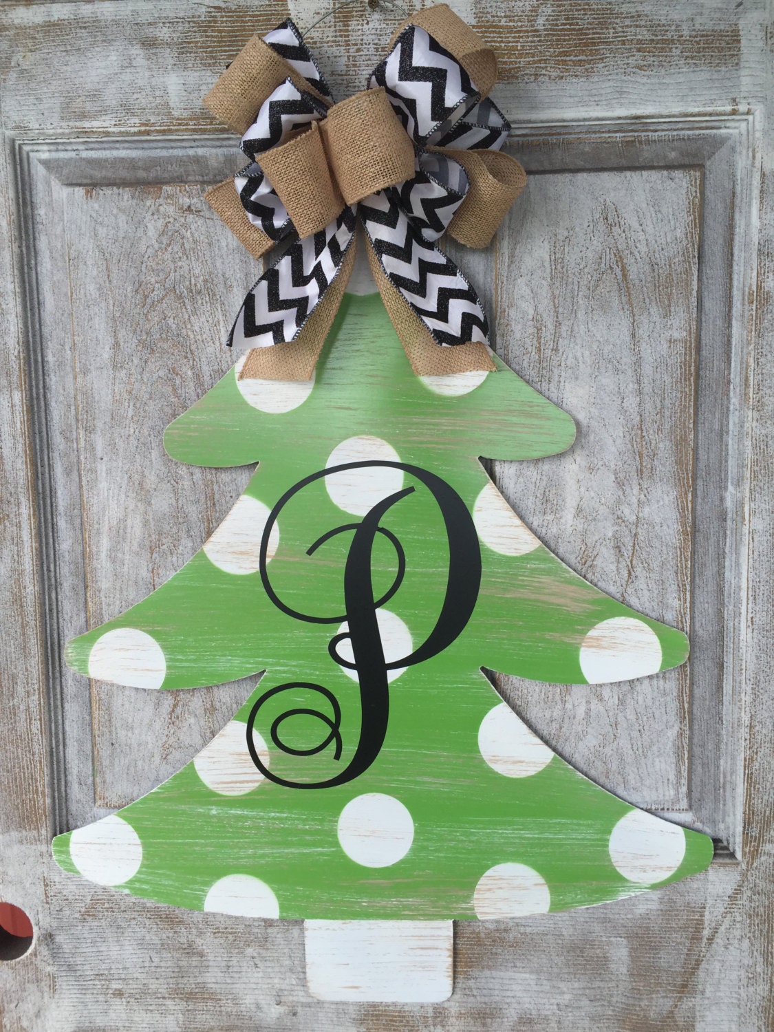 Metal Christmas tree door hanger Etsy