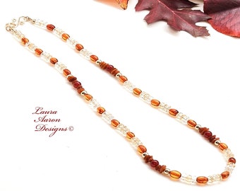 Amber, Citrine, Carnelian, Necklace, 14kt Gold Fill