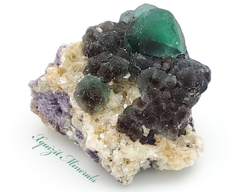 Fluorite with Tourmaline and Muscovite and Goshenite, Erongo Mountains, Namibia (37)