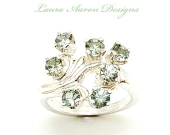 Green Sapphire Ring, .925 Silver