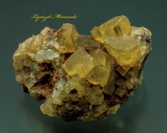 Fluorite, Yellow, Golden, Fluorescent, Iminialoui City, Midelt, Morocco (26)