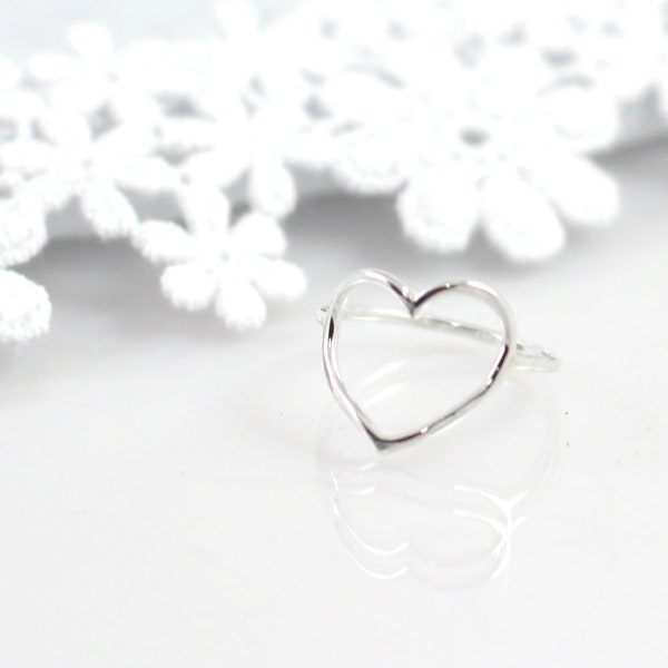 Open Heart Sterling Silver Ring