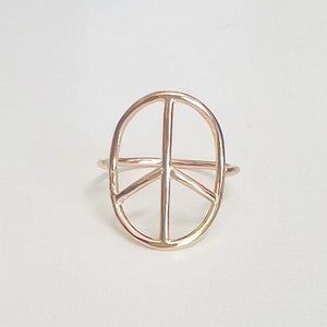 Oval Peace sign GOLD FILLED Ring