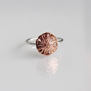 Sand Dollar Ring stacking ring, Beach Ring, Nautical Ring,  Sand Dollar, Hammered Ring, Gift for Her