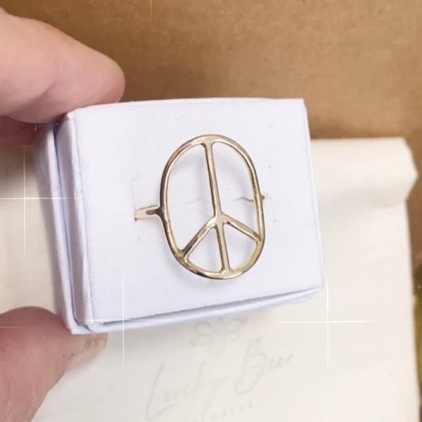 Oval Peace sign gold filled Ring