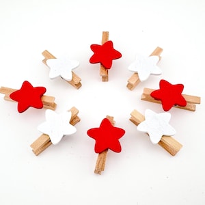 10 Mini wood Clothespins (3cm) with Stars, mini wood clothes pegs, DIY Decorative Clothespins Confetti