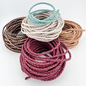 40cm Braided Sky Brown/ Wine red/ White/ Blue DIY round Portuguese Cork cord 3mm cord, round Cork rope jewelry supplies