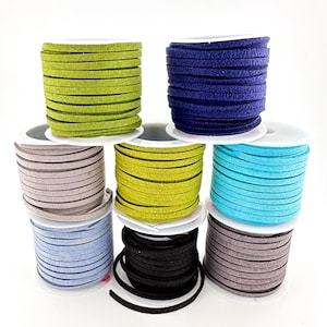 3mm Faux leather Suede Cord (choose color) III, imitation leather ribbon, suede ribbon, DIY necklaces bracelets Jewelry