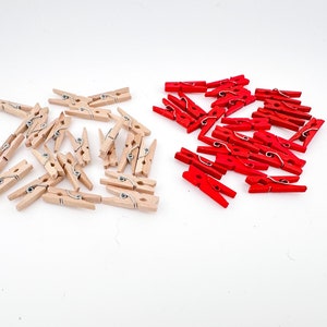 50 Mini Clothespins wood 2.5cm IV, mini clothes pegs, mini Decorative Clothespins DIY Confetti