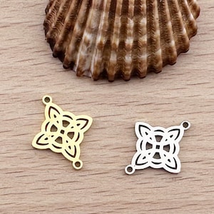 1x Stal nierdzewna Witch Knot Charm złącze 19x15mm, Celtyckie Węzły Charm złącze do biżuterii DIY
