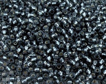 9/0 Preciosa Ornela seed beads 47010, gray silver lining Czech seed beads, Bohemian DIY Jewelry