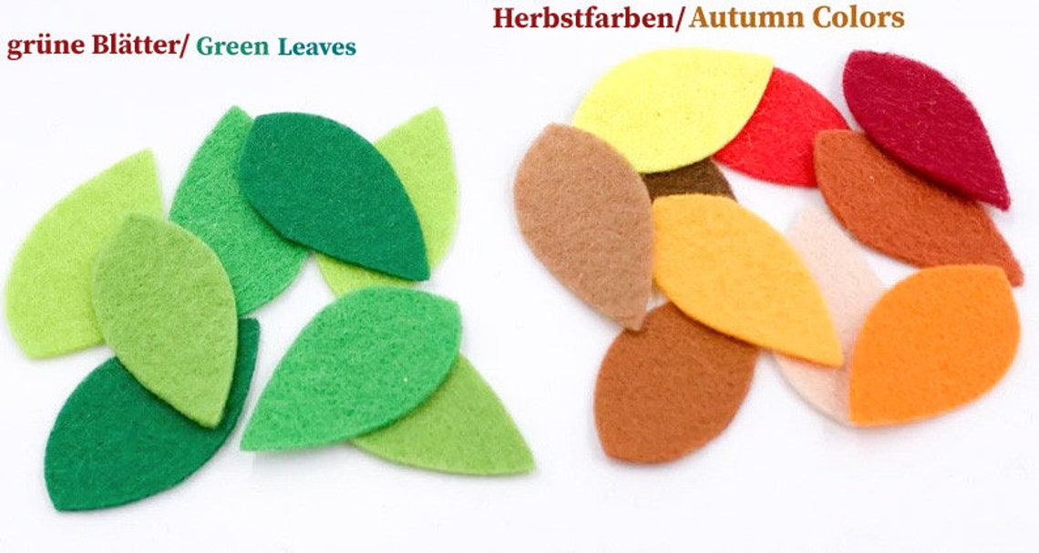 32 Felt Green Leaves 2 Sizes DIY Appliques Craft Supplies Etsy