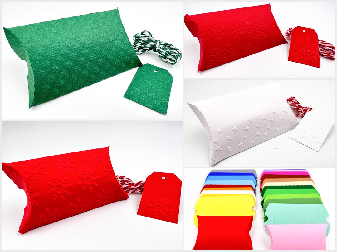 10 Embossed or Not Pillow Favor Boxes Gift Tags, Gift Box 23 Colors , Pillow Boxes, Souvenir Box