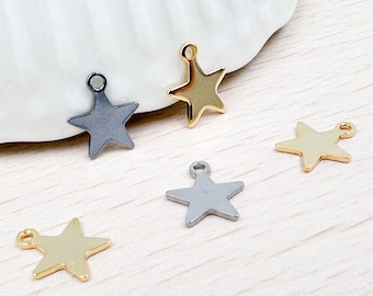 2 Stainless steel Star Pendant 11x10mm 9.5x8mm, Silver Gold stainless steel mini Star Pendent necklace bracelet jewelry DIY
