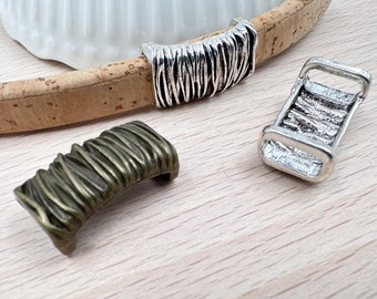 Deslizador de plata/bronce antiguo para cuero/corcho 10x5 mm, suministros de búsqueda de joyería deslizante de plata/bronce DIY