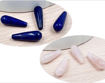 Lapis Lazuli Pink Quartz Drops loose beads for making Pendents and Earrings DIY