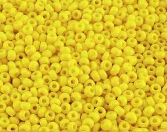 9/0 Preciosa Ornela seed beads opaque Yellow, Czech seed beads 2.6mm, Bohemian DIY Jewelry