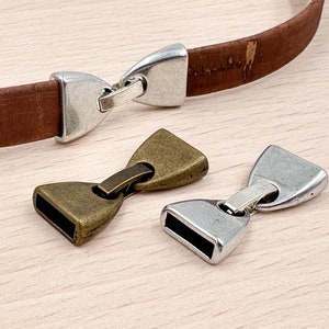 Silver/Bronze Clasp for flat Leather Cork 10x2mm, closure DIY Bracelet jewelry