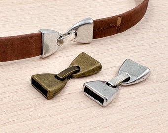 Silver/Bronze Clasp for flat Leather Cork 10x2mm, closure for flat 10x2mm Leather/ Cork cord, DIY Bracelet jewelry