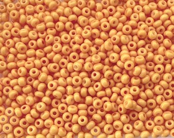 9/0 Preciosa Ornela seed beads opaque orange, Czech seed beads 2.6mm, Bohemian DIY Jewelry
