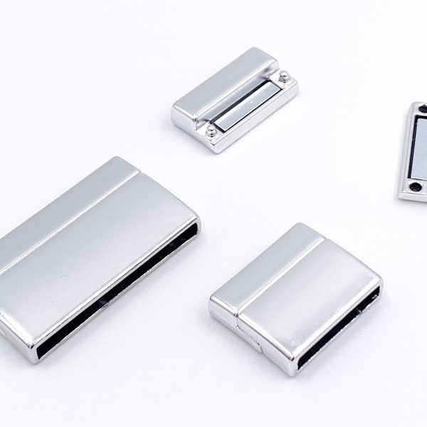 Rectangular Magnetic Silver matt Clasp for flat Leather Cork 15x3mm / 20x3mm / 30x3mm 35x3mm DIY jewelry