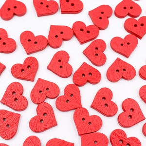 25 Hearts Wooden Buttons, Hearts Wooden Buttons, Sewing Buttons, Printed Buttons, Wooden Buttons