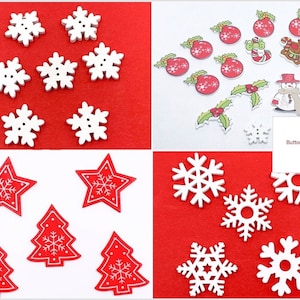 Christmas Wooden Buttons, Snowflake Trees Stars Wooden Buttons, Sewing Buttons, Printed Buttons, DIY Wooden Buttons, Holzknöpfe