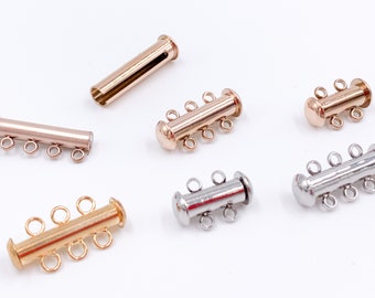 Silver/golden/Rosa gold Stainless Steel Magnetic Tube Clasp 2/3/4 Holes,Jewelry Supplies, Slide Lock Clasp, Multistrand Clasp DIY Bracelet