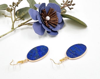 Lapis Lazuli dangle earrings Summer Gift Idea For Her, Gemstone Blue Earrings Jewelry, Dangle Earrings for Women