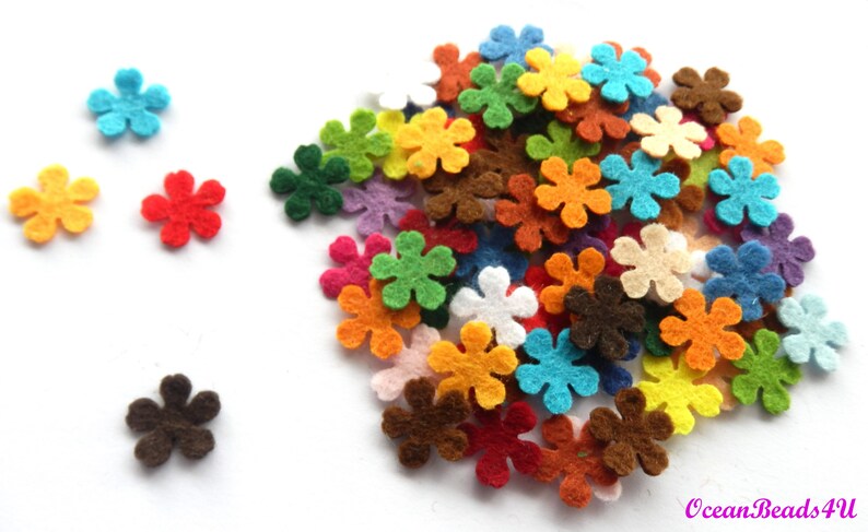 1.4 cm 1.2cm0.9 cm0.6cm Party Supply,Confetty Coloured Felt Flowers Die Cut Shapes 100 Mini Mix Felt Flower D Mini Mix Felt Flower