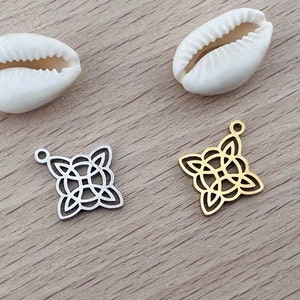 1x Stainless Steel Witch Knot Charm pendent 18x16mm for Necklace/ Earrings, Celtic Knots Jewelry DIY