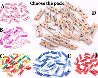 50 Mini Clothespins 2.5cm IV, mini clothes pegs, wooden pegs, Clothespins mini wood, Decorative Clothespins, DIY Confetti