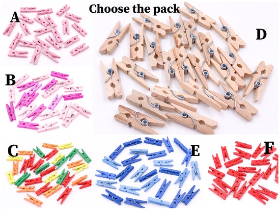 50 Mini Clothespins 2.5cm IV, Mini Clothes Pegs, Wooden Pegs, Clothespins  Mini Wood, Decorative Clothespins, DIY Confetti 