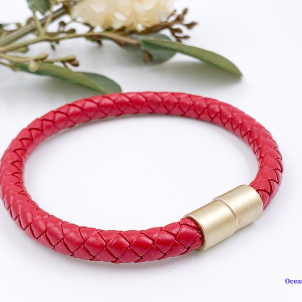 Unisex Braided Red Bracelet , Unisex Bracelet,  Armband, Leather Bracelet, Men's Bracelet, Woman Bracelet, Men's jewelry