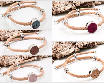 Pulsera de corcho portugués natural (elegir color), pulsera vegana, idea de regalo de mujer de pulsera de corcho para el verano