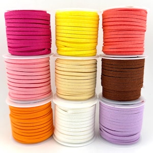 3 x 1,5 mm Kunstleder-Wildlederkordel, 2,5 m/5 m flaches Kunstleder, weiches Wildlederband (Farbe wählbar), DIY-Schmuckzubehör