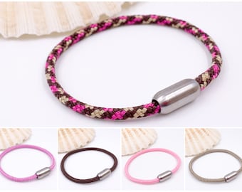 Boho Bracelet braided sail rope 4mm Men & Woman for summer, Unisex Surfer bracelet, Magnetic clasp stainless steel