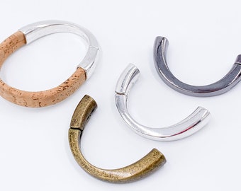 Halbmanschetten-Magnetverschlüsse für Kork-/Lederarmbänder 10x7mm, Antiksilber/Bronze/Dunkelgrauer Verschluss, DIY-Schmuckzubehör