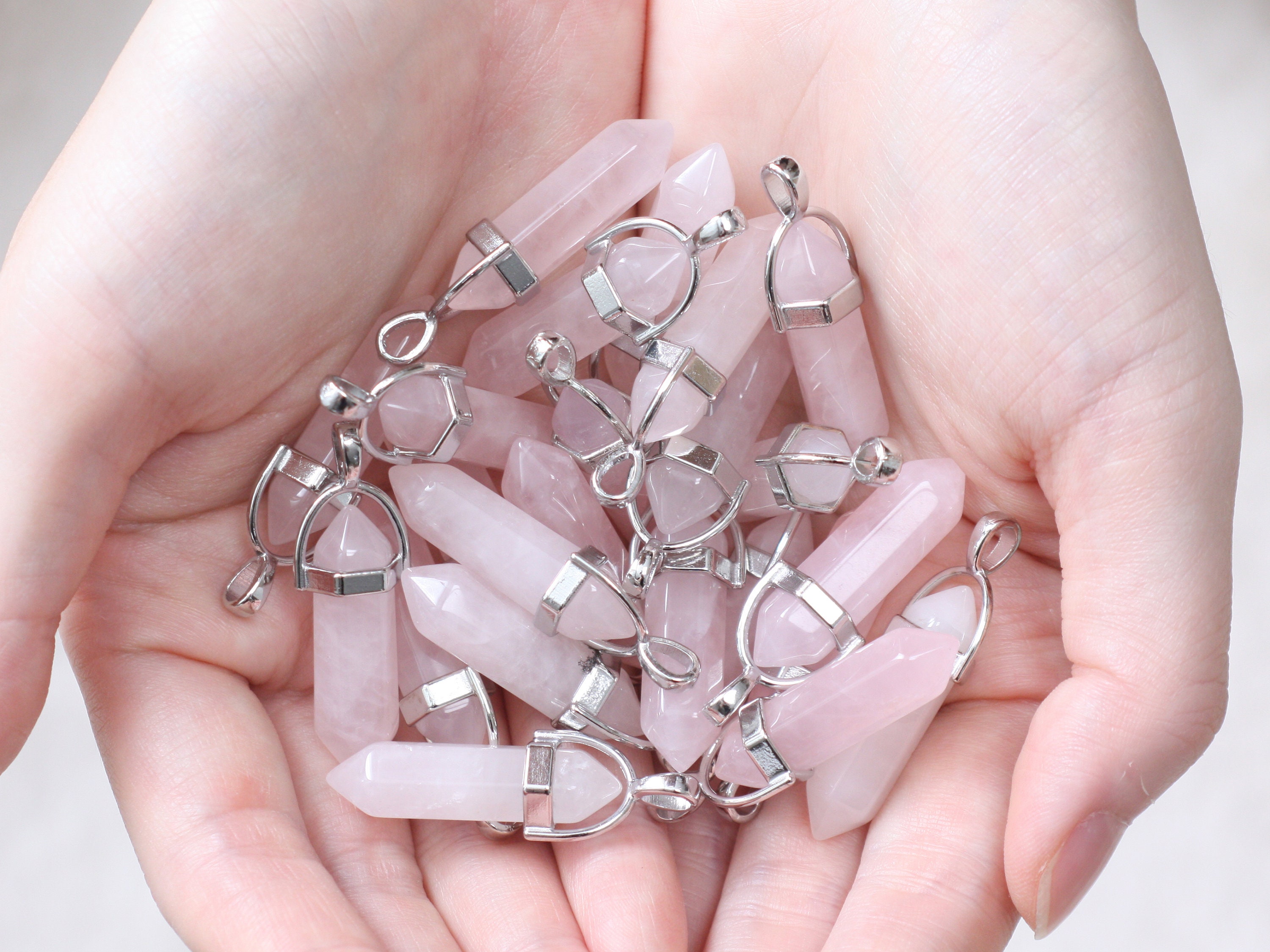 Rose Quartz Crystal Necklace Healing Stone Necklace Gift for Etsy