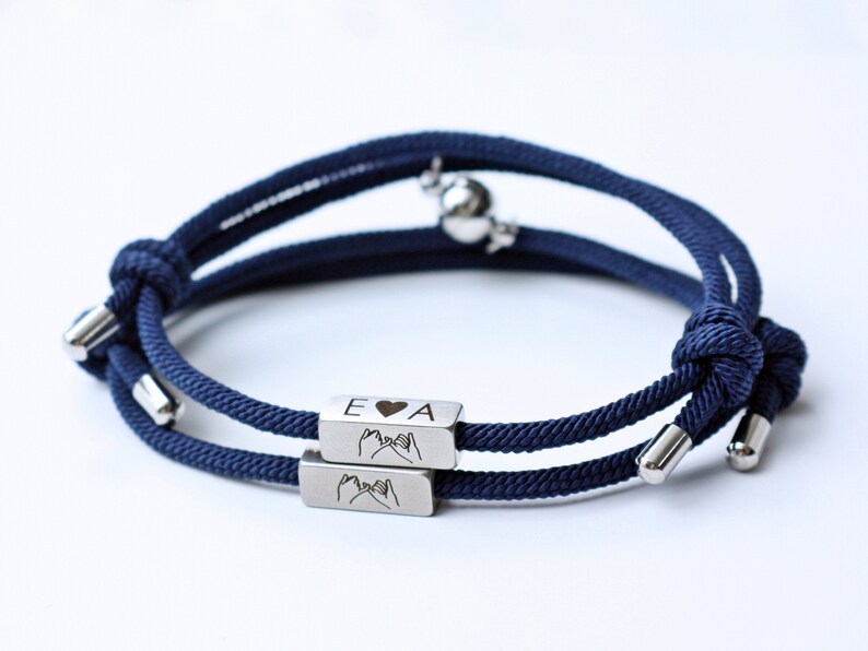 Blue Custom Couple Bracelets Boyfriend Bracelets Girlfriend Etsy