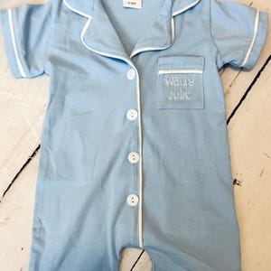 Custom Hand-Embroidered Baby Pajamas / Short Baby Romper / Sleeper