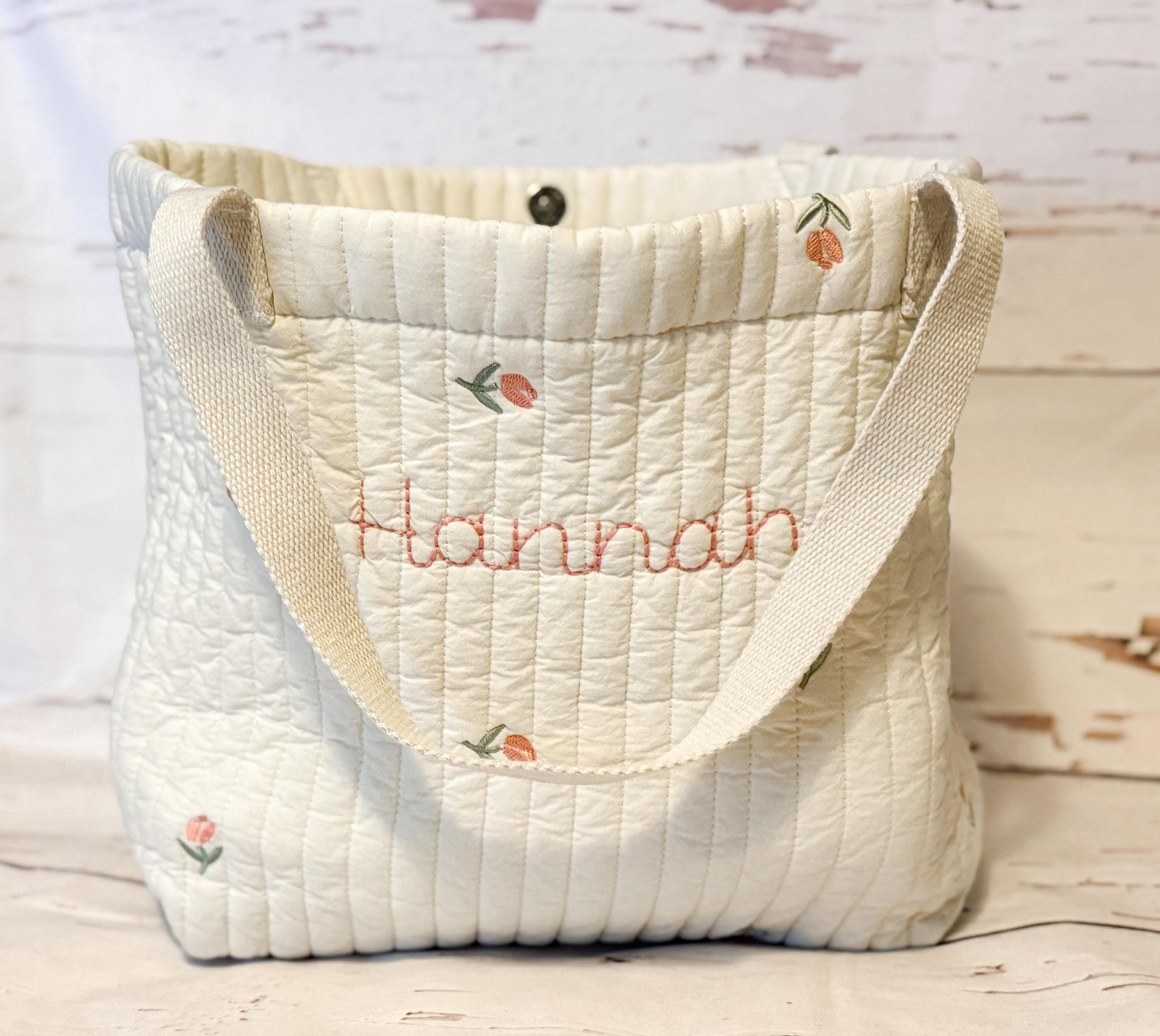 Custom Hand Embroidered Baby Tote – Personalized Travel Bag - Etsy