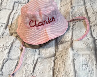 Custom Hand Embroidered Baby/Toddler Bucket Hat - perfect for the Beach/Pool or all things Spring & Summer!