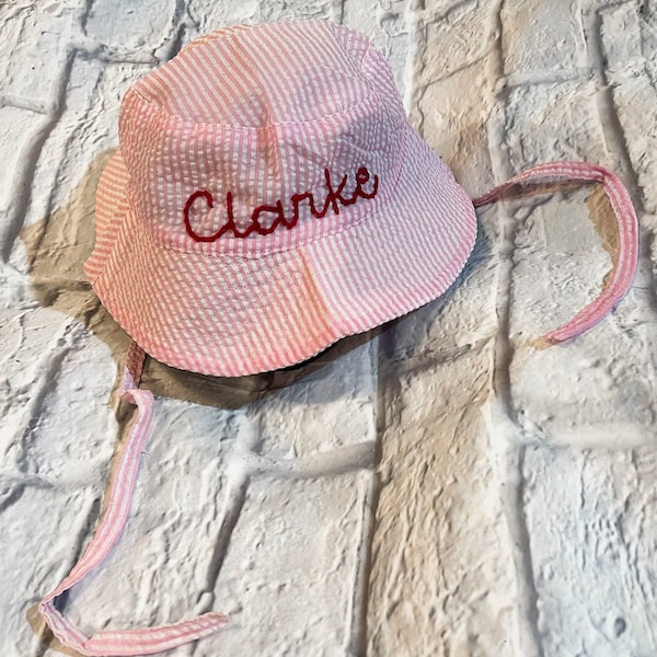 Custom Hand Embroidered Baby/Toddler Bucket Hat - perfect for the Beach/Pool or all things Spring & Summer!