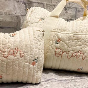 Custom Hand Embroidered Baby Travel Bag – Personalized Duffle or Diaper Caddy