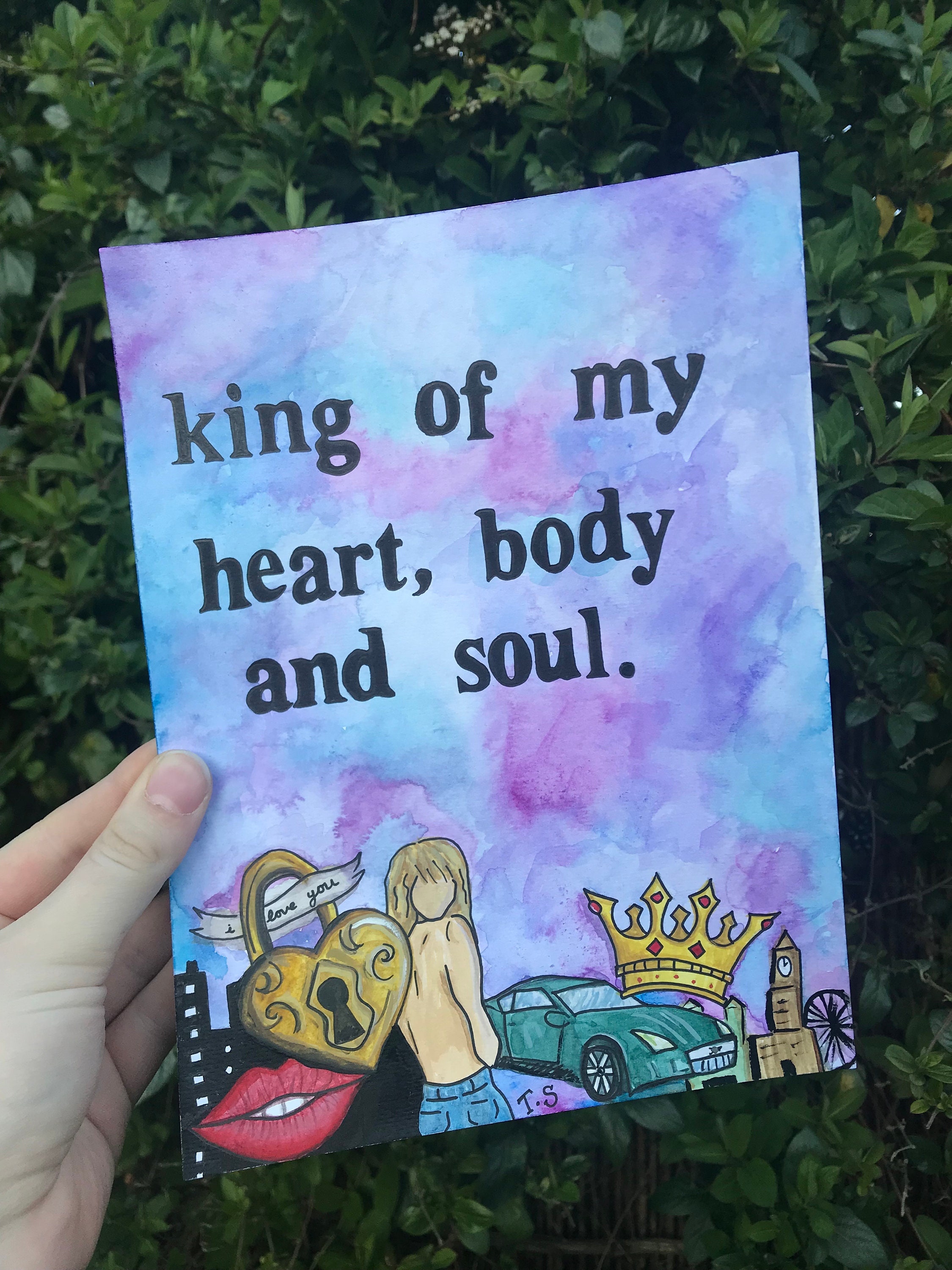 King Of My Heart By Taylor Swift. Lyric Watercolour Print. - Etsy