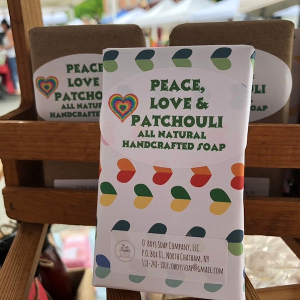 Patchouli All Natural Handcrafted Hot Processed Soap, Vegan Soap, Essential Oil Soap, Hippie Soap, Peace, Love, & Patchouli, Heart